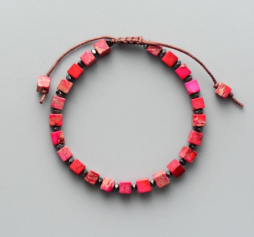 Colourful Square Gems Cord Bracelet