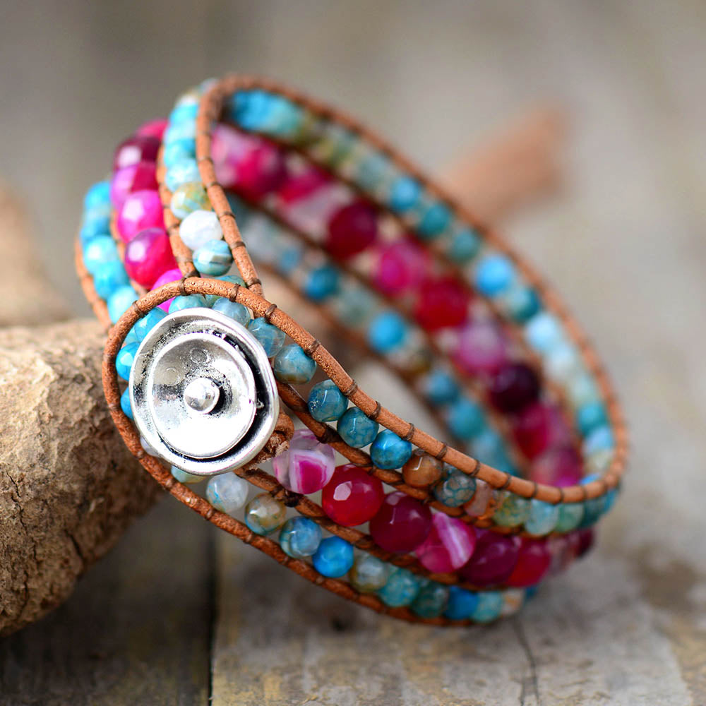 Vibrant Agate Beads Boho Bracelet