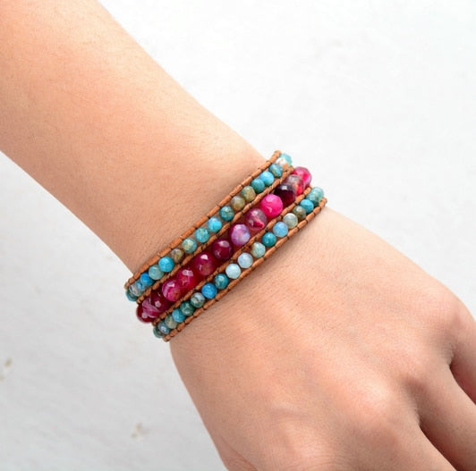 Vibrant Agate Beads Boho Bracelet