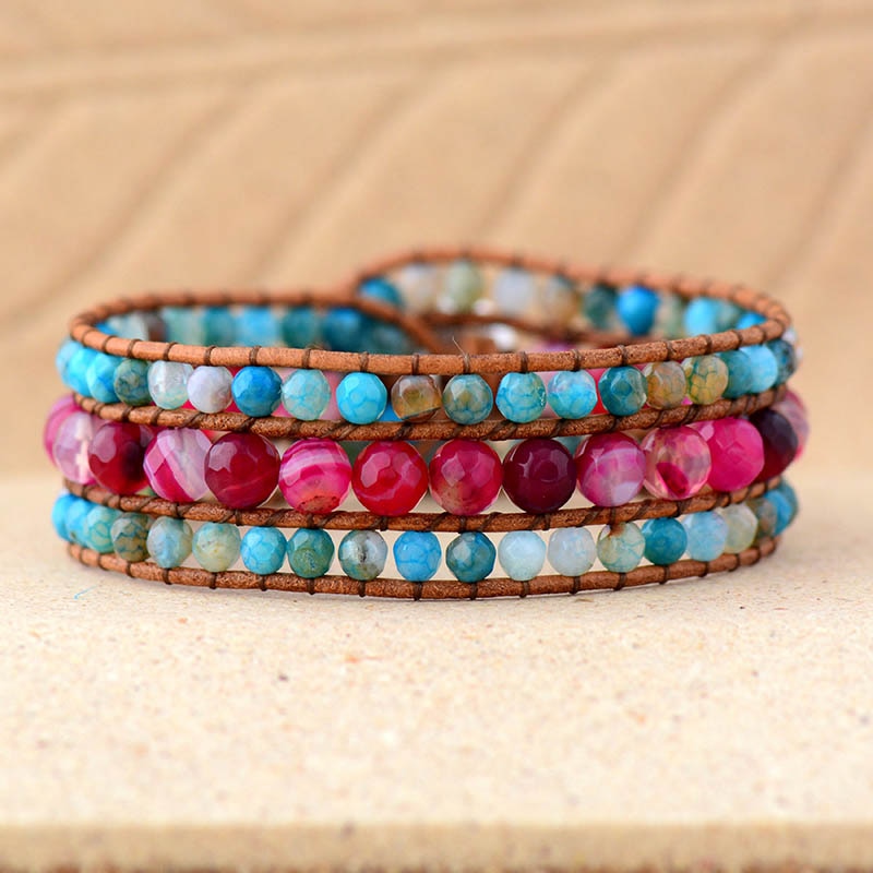 Vibrant Agate Beads Boho Bracelet