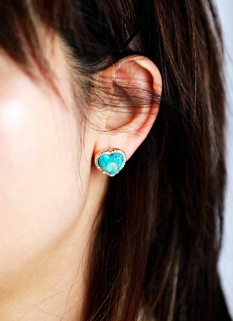 Sea Sediment Jasper Heart Earrings