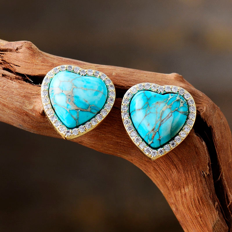 Sea Sediment Jasper Heart Earrings