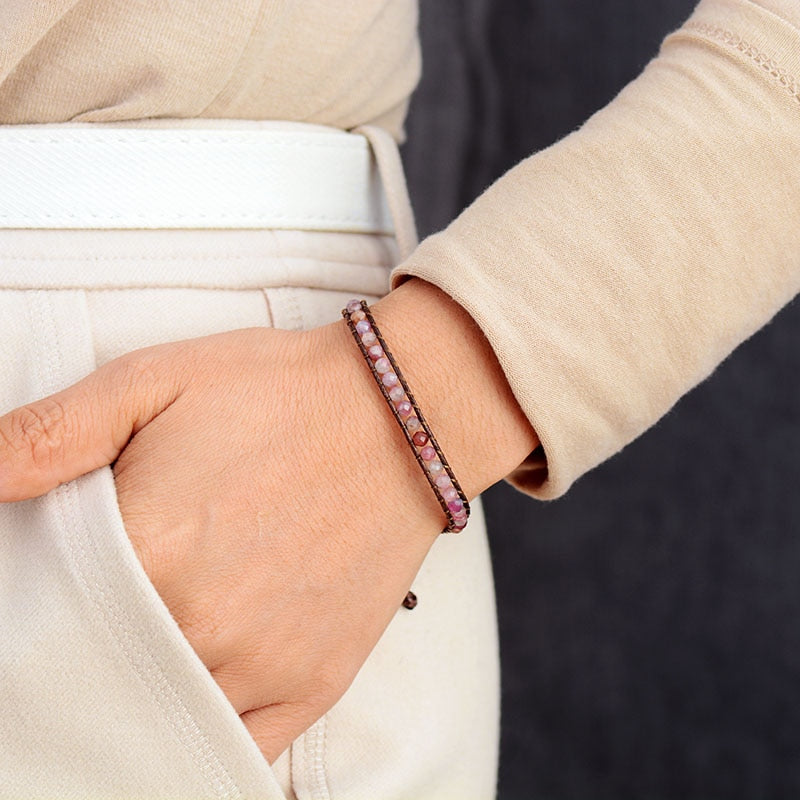 Pink Tourmaline Cord Bracelet
