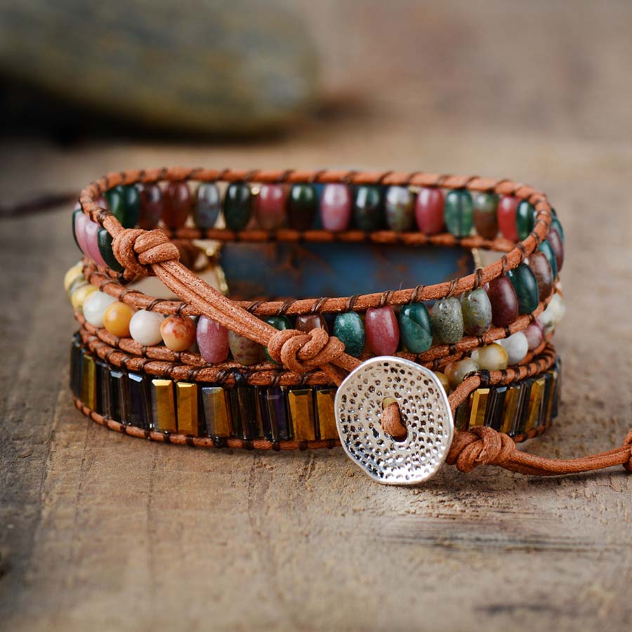 Layered Japser Crystal Onyx Bracelet
