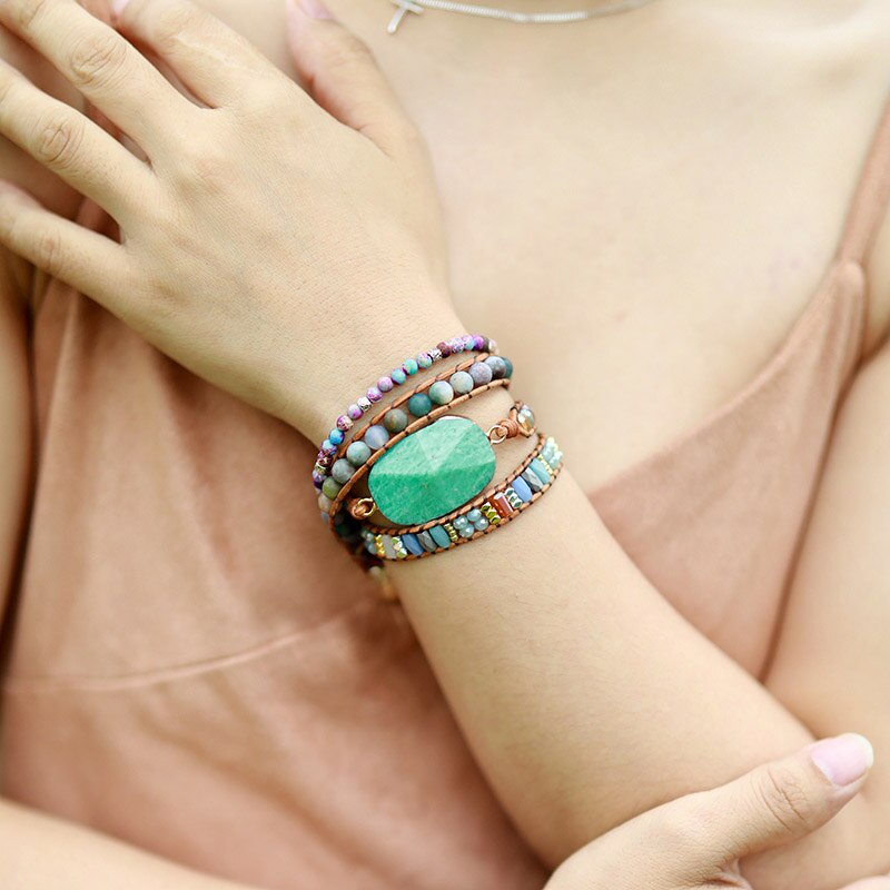 Onyx Amazonite Beaded Layer Bracelet