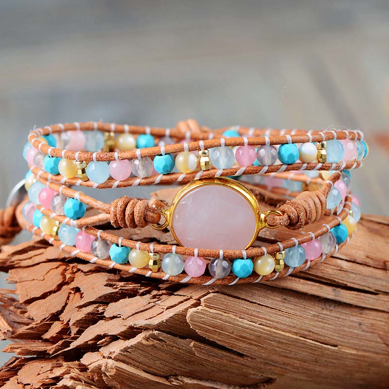 Layered Stones Rose Quartz Bracelet