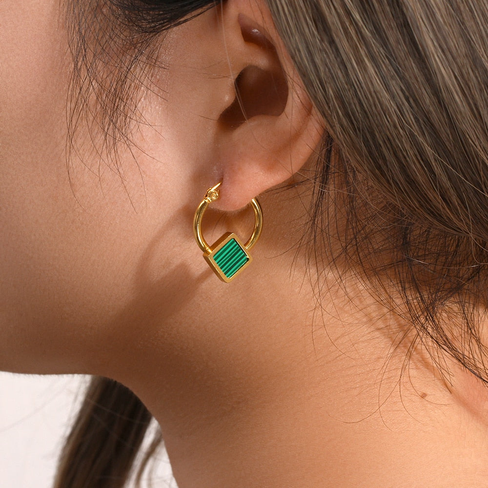 Emerald Acrylic Small Hoop Earrings