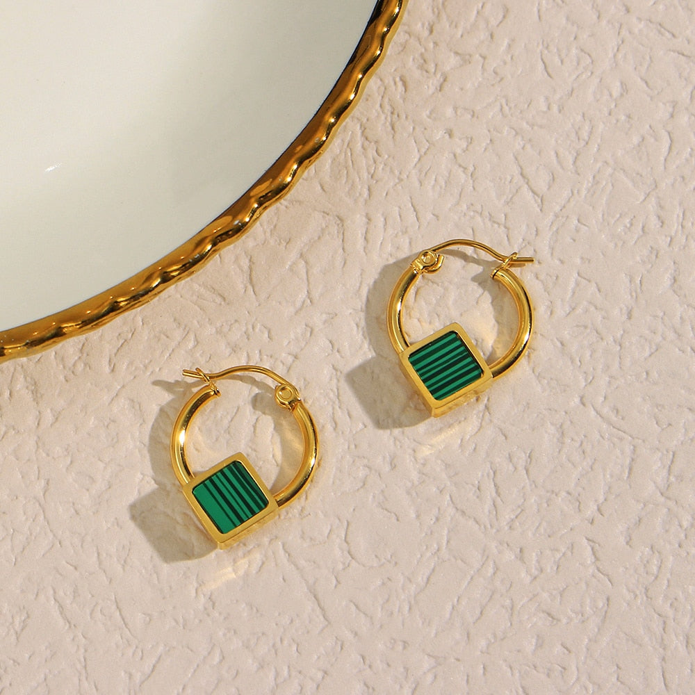 Emerald Acrylic Small Hoop Earrings