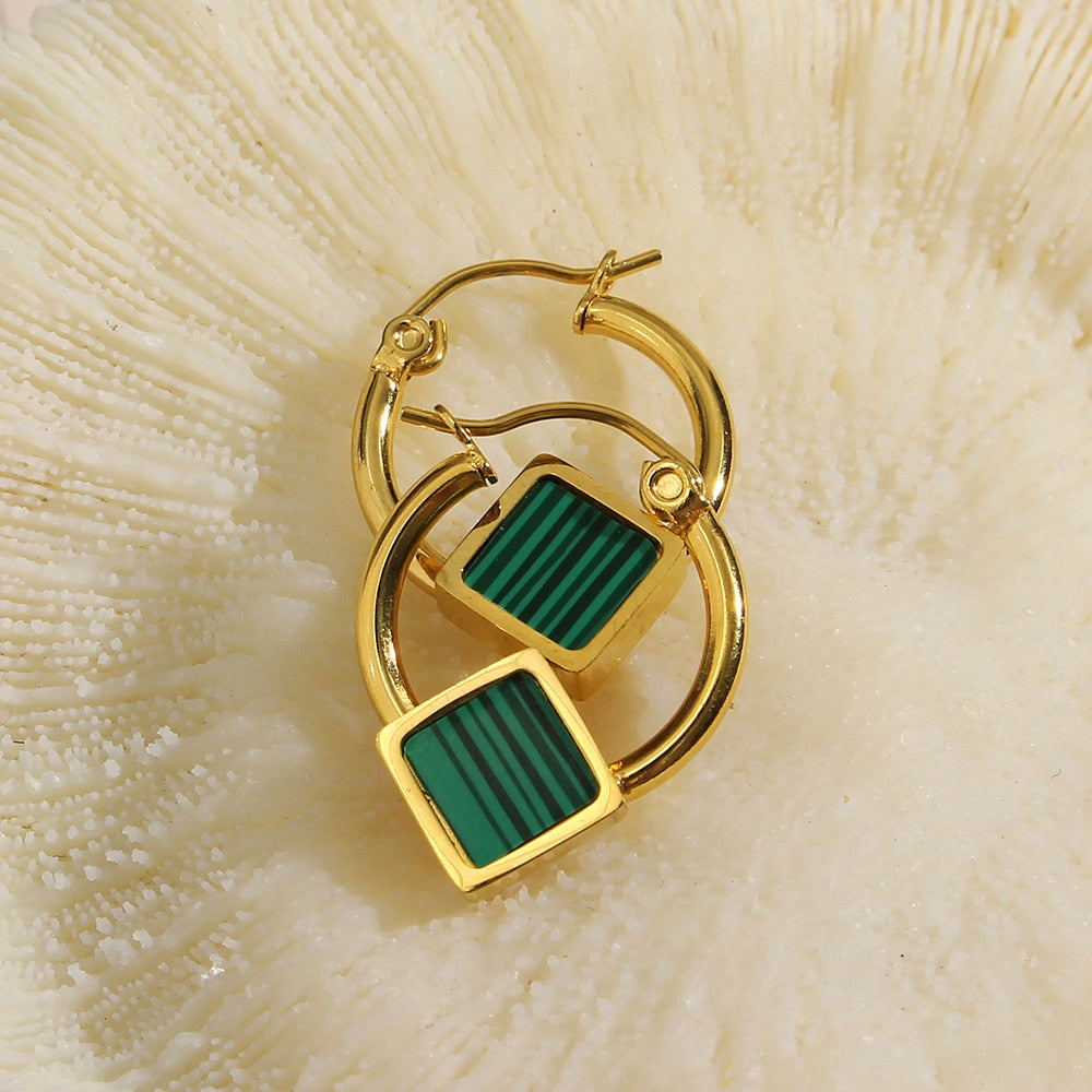 Emerald Acrylic Small Hoop Earrings