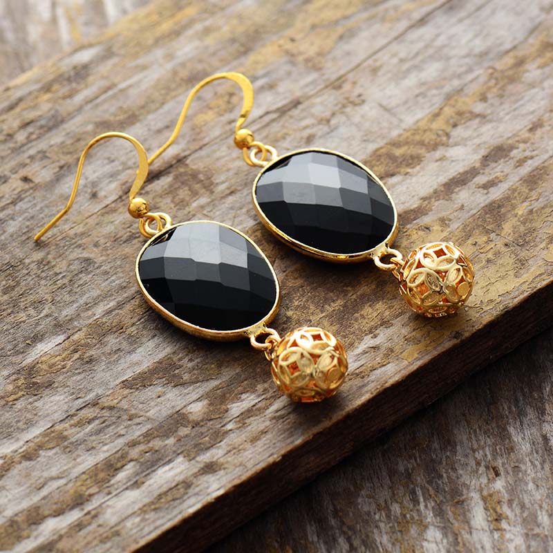 Onyx Moonlight Drop Earrings