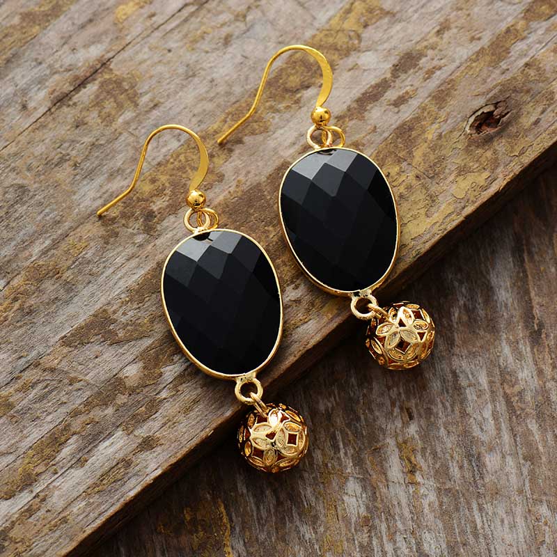 Luxury Black Onyx Drop Earrings