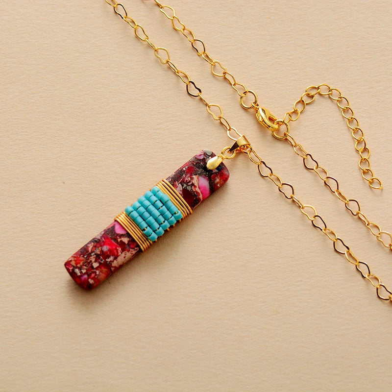 Rectangle Sea Sediment Jasper Necklace