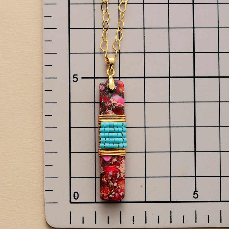 Rectangle Sea Sediment Jasper Necklace