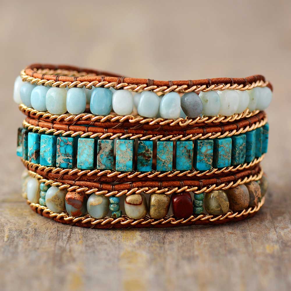 JASPER AMAZONITE WRAP BRACELET