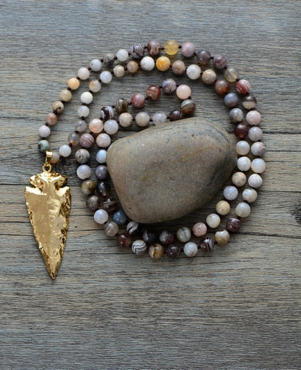 Jasper Agate Arrow Head Necklace