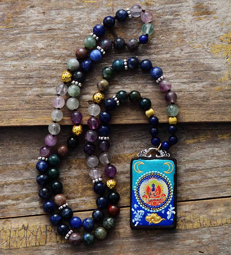 Buddha Pendant Natural Stones Necklace