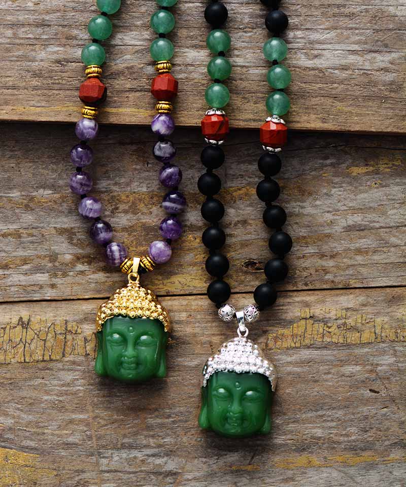 Jasper Onyx Amethyst Statement Necklace