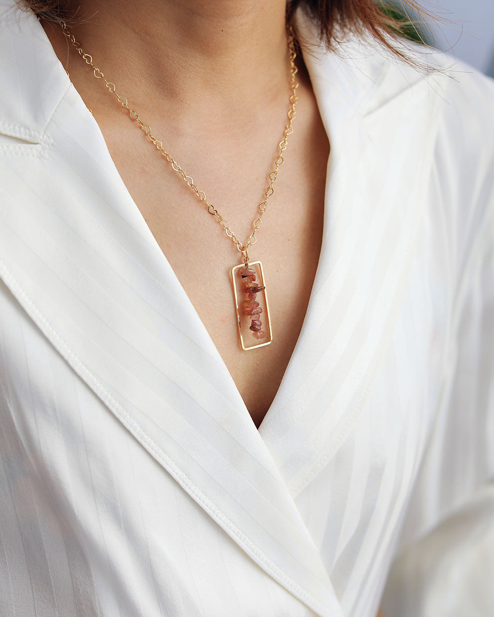 Quartz Deco Art Pendant Necklace