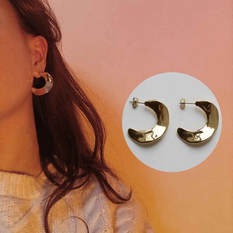 Crescent Moon Gold Earrings