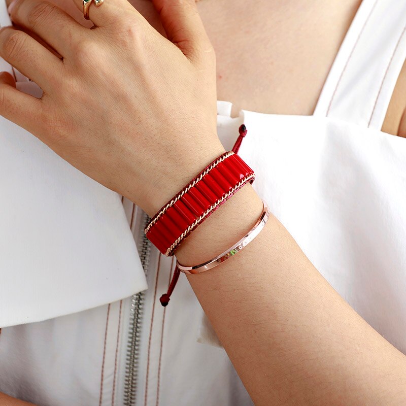 Ruby Red Chain Bangle Bracelet