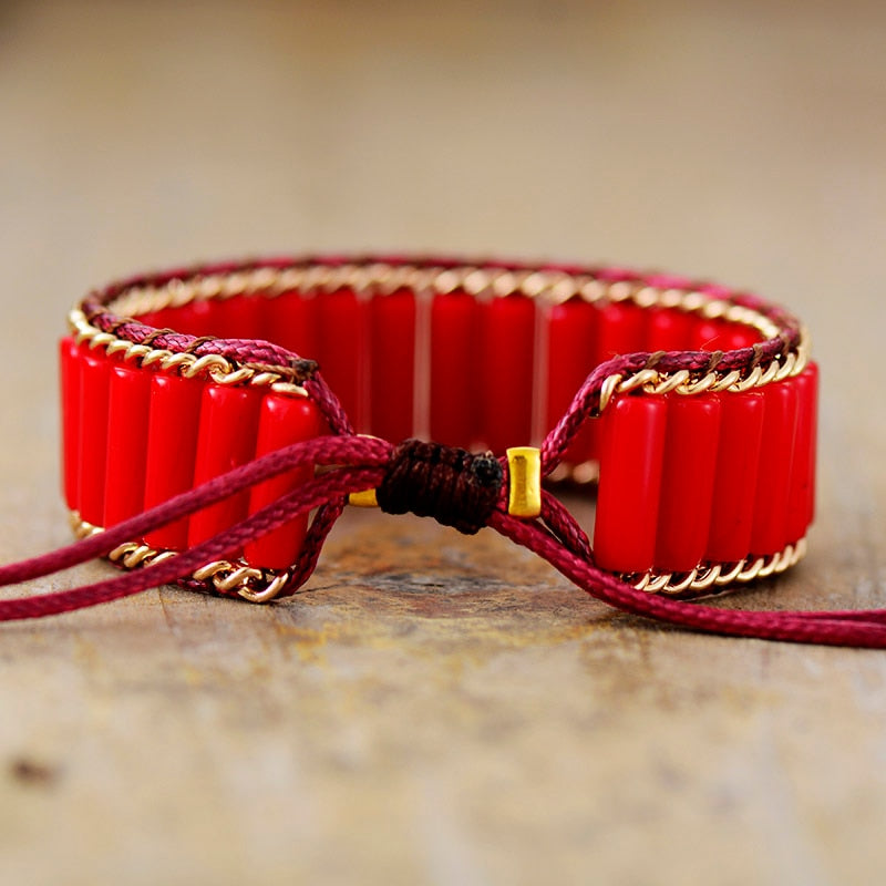 Ruby Red Chain Bangle Bracelet