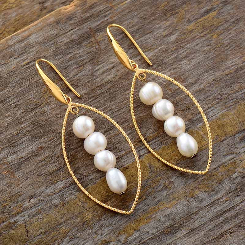 Baroque Pearls Leaf Earrings