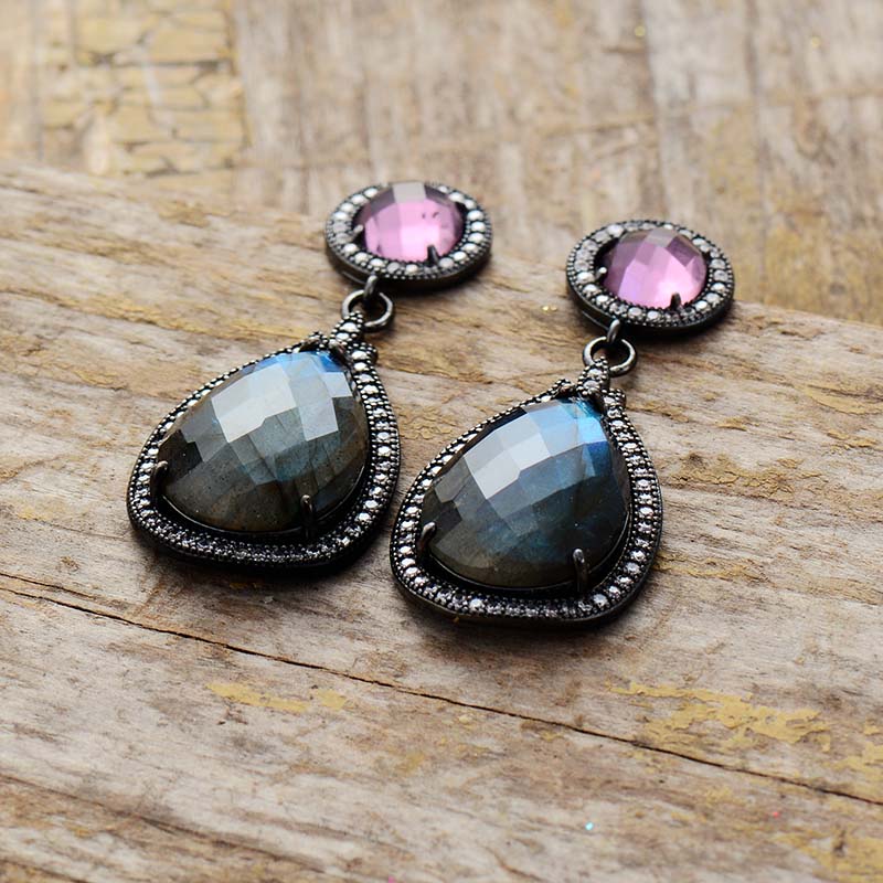 Elegant Labradorite Drop Dangle Earrings