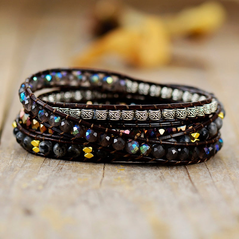 BLACK ONYX QUARTZ WRAP BRACELET