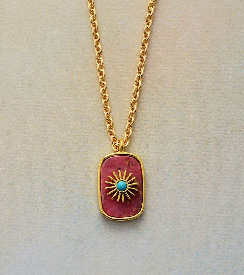 Amazonite Rhodonite Sunrise Dainty Necklace