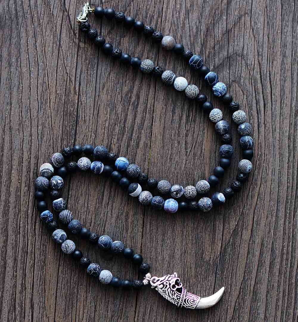 Matte Onyx Lava Stones Necklace