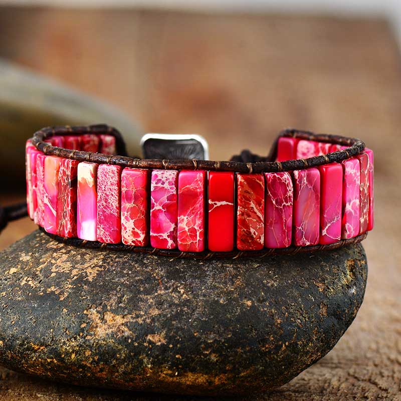 Abstract Pink Regalite Bracelet
