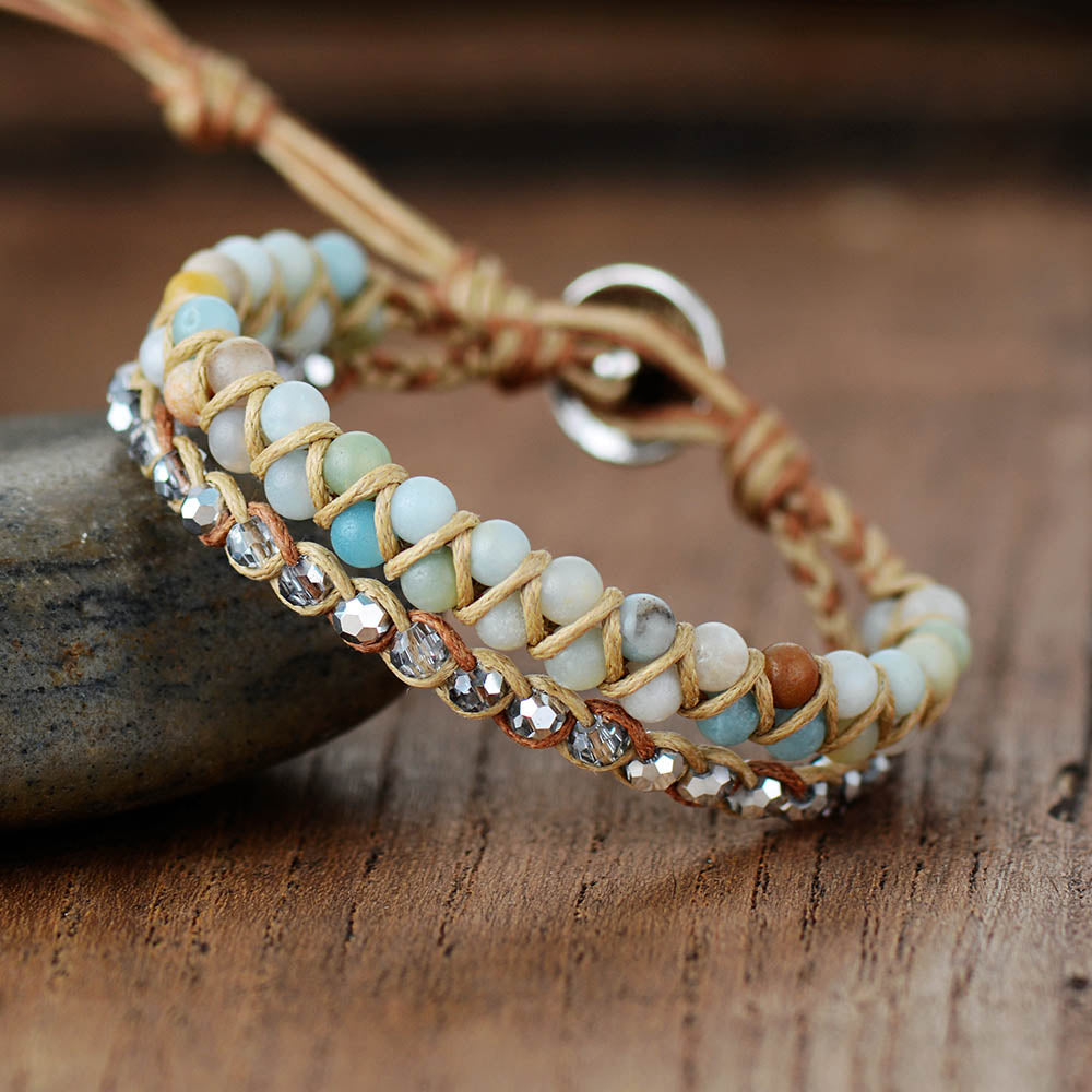 Amazonite Crystal Braided Friendship Bracelet