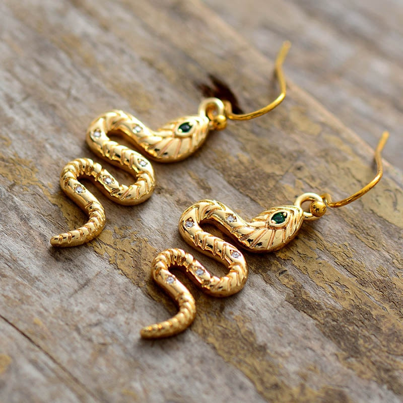 Serpent Studded Dangle Earrings