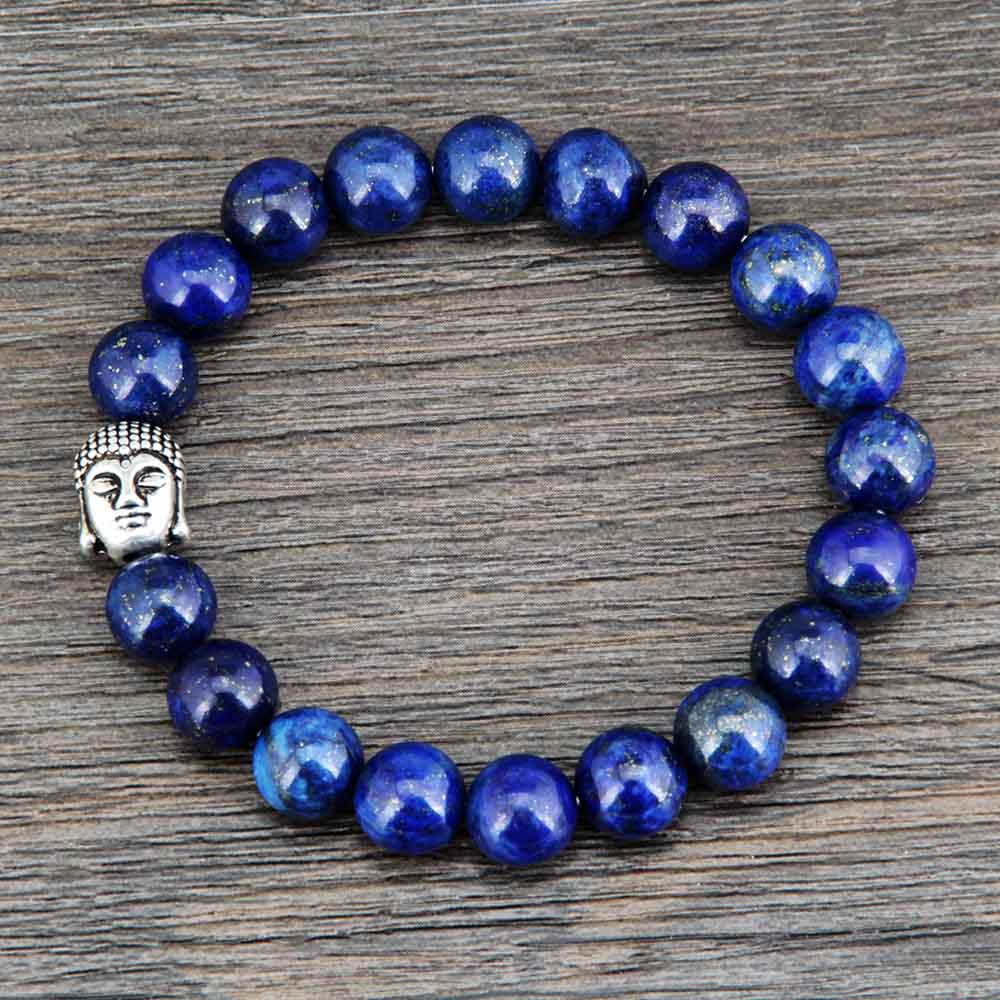 Blue Lapis Antique Buddha Beads Bracelet