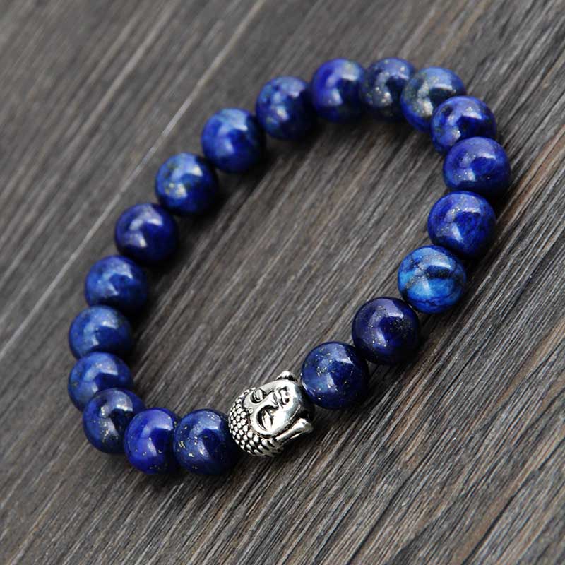 Blue Lapis Antique Buddha Beads Bracelet
