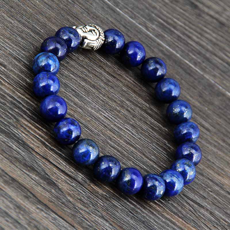 Blue Lapis Antique Buddha Beads Bracelet