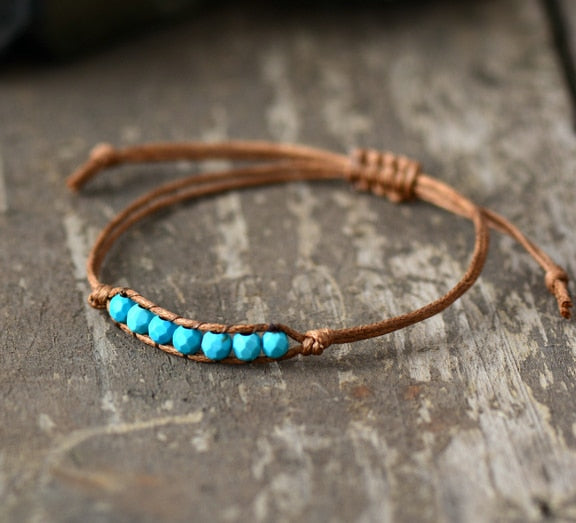 Minimalist Wax Cord Beaded Bracelet