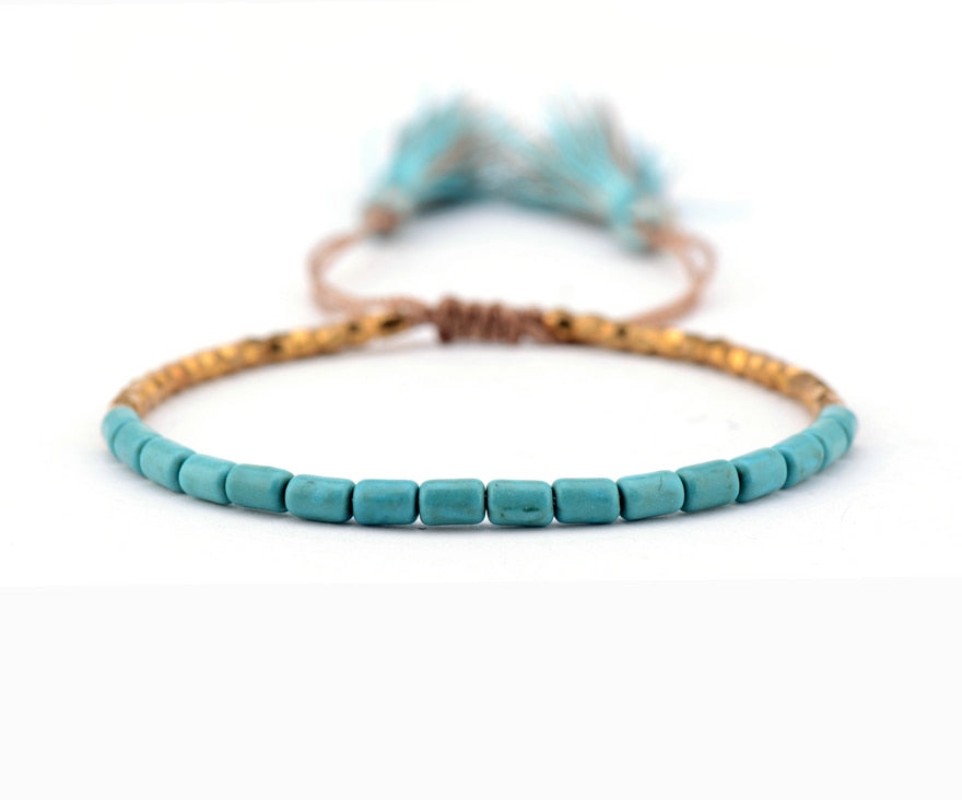 Gold Beads Tassel Elastic Bracelet