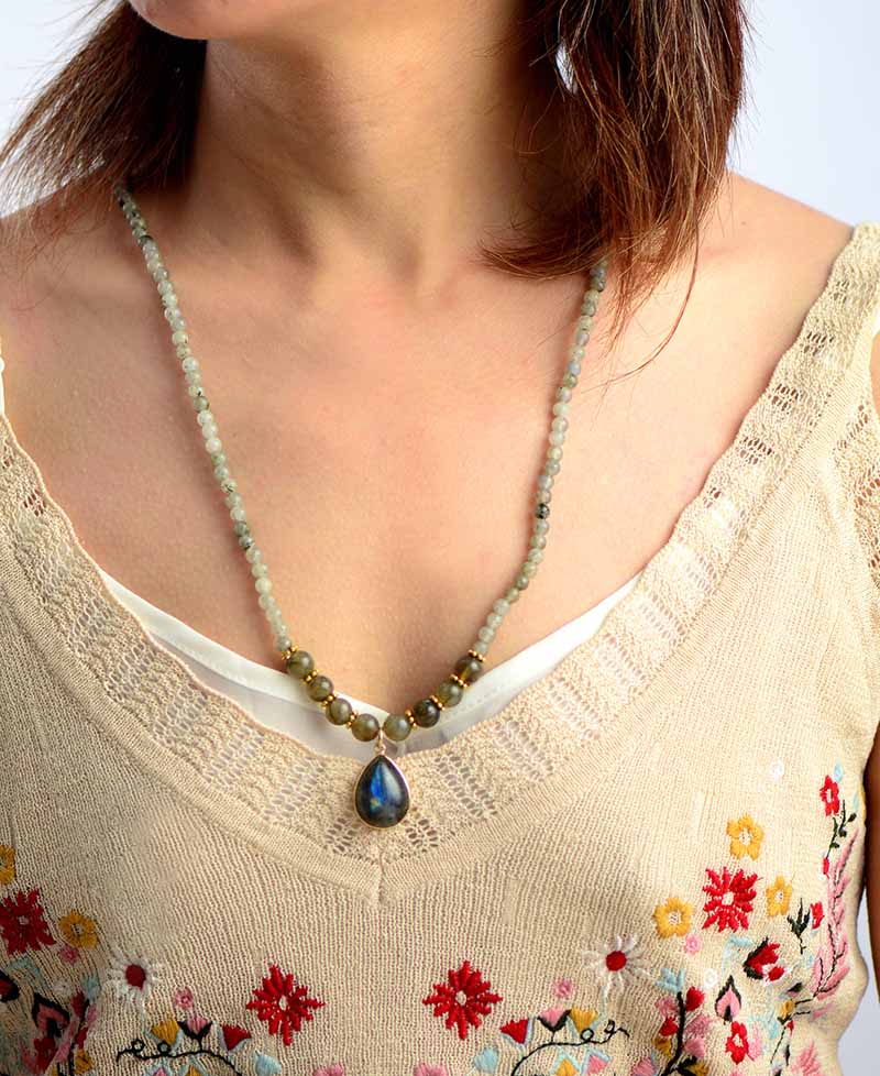 Elastic Labradorite Bracelet Necklace