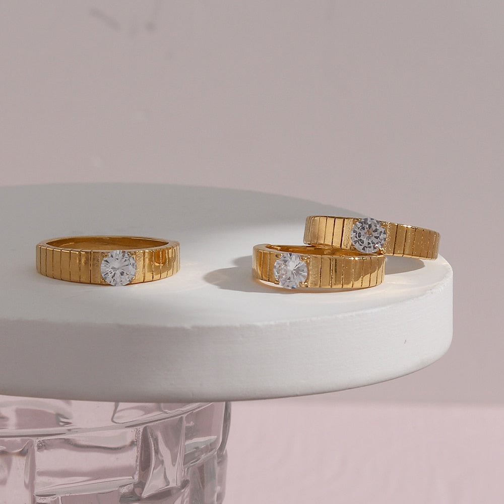 CZ Stone Setting Gold Ring