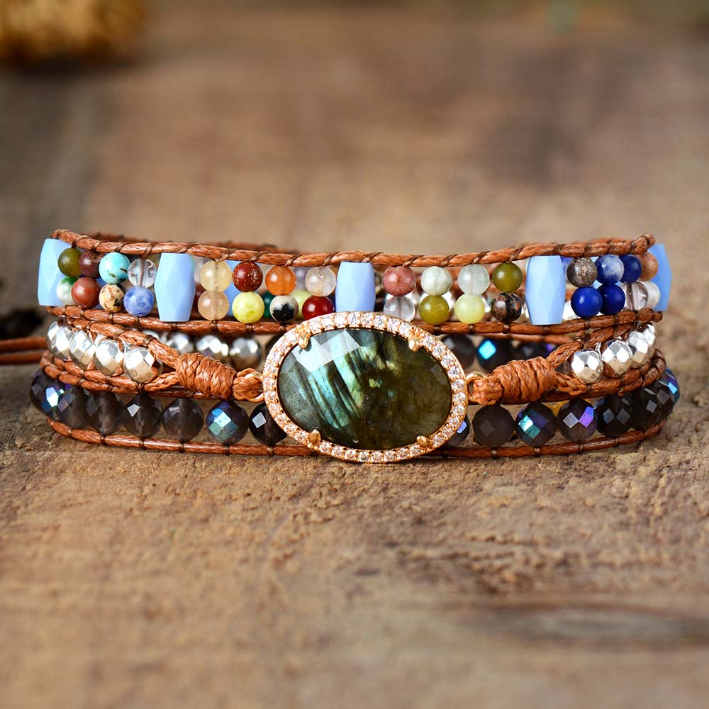 Natural Labradorite Charm Bracelet