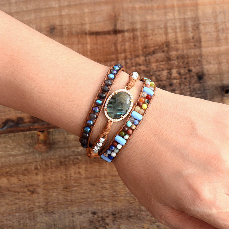 Natural Labradorite Charm Bracelet