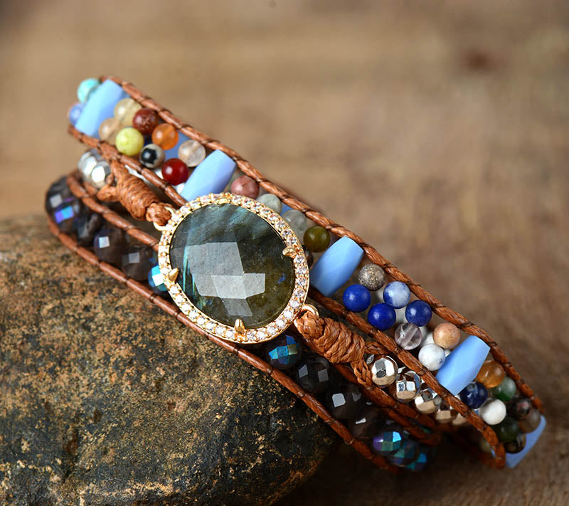 Natural Labradorite Charm Bracelet