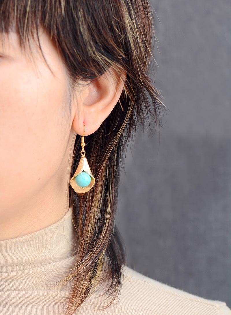 Bell Flower Amazonite Charm Earrings