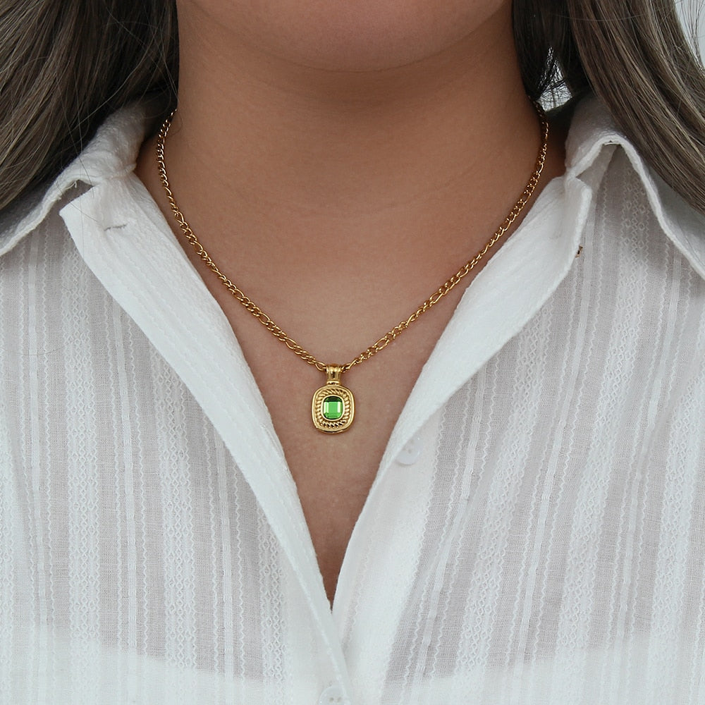 Luxury Titanium CZ Chain Necklace
