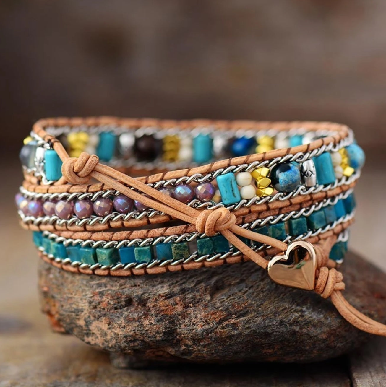 Jasper Leather Opal Bracelet