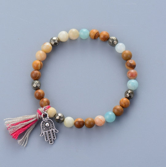Neutral Hues Beads Tassel Bracelet