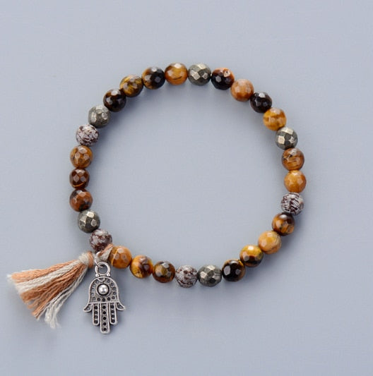 Neutral Hues Beads Tassel Bracelet
