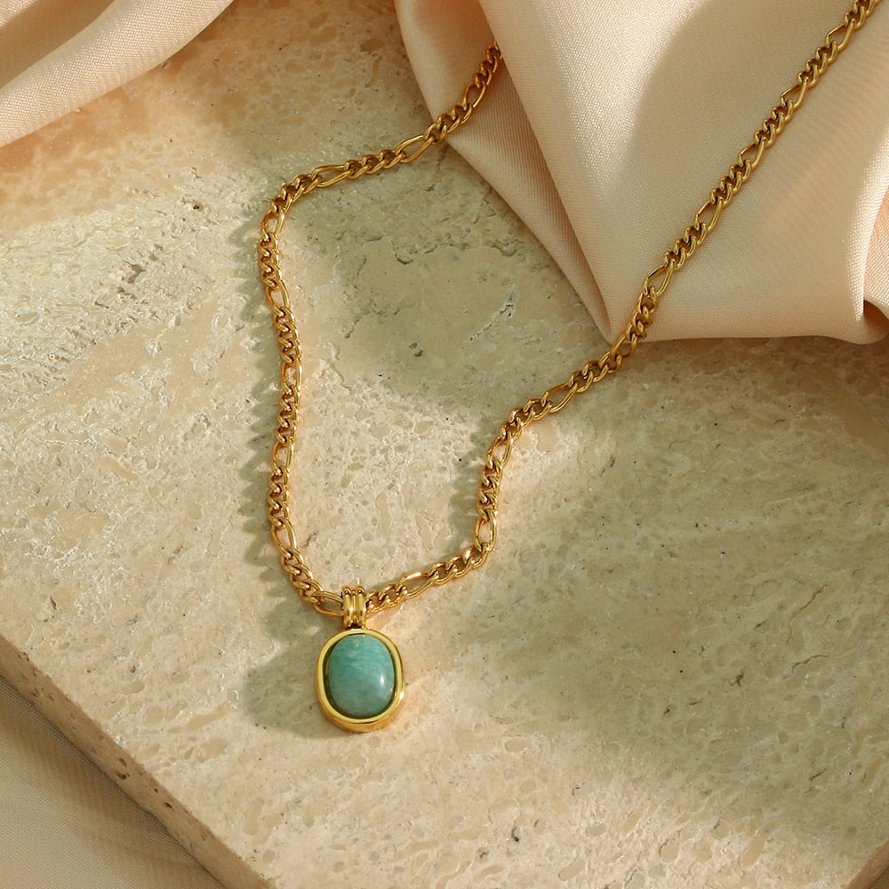 Chunk Style Amazonite Pendant Necklace