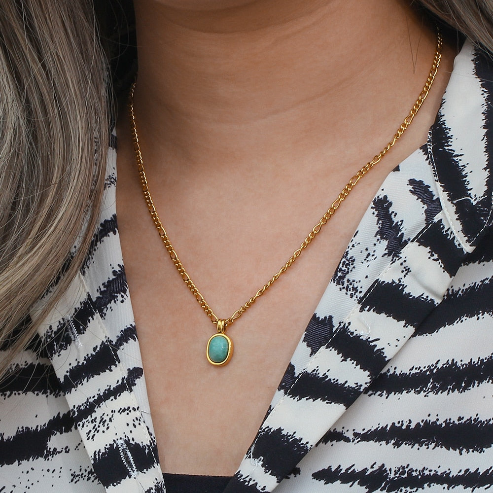 Chunk Style Amazonite Pendant Necklace
